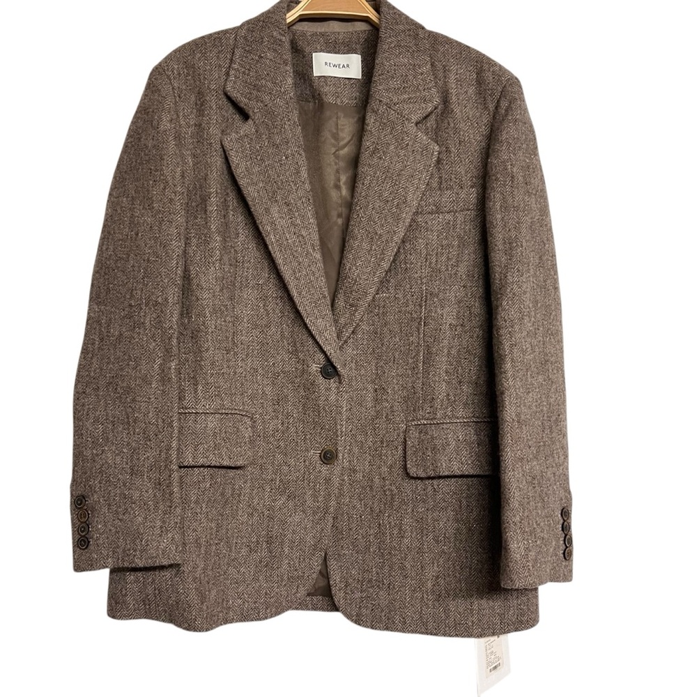 NWT Mens Rewear Wool Linen Blend Herringbone Suit Jacket